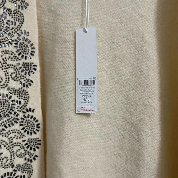 Chico's Ivory Sweater with Black Embellishments - Picture 3 of 6